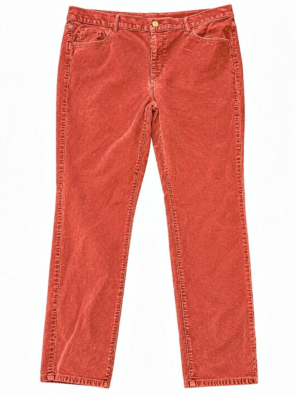 LOFT Made and Loved Modern Skinny Pants 33/16 Rust Coral Terracotta Made in USA
